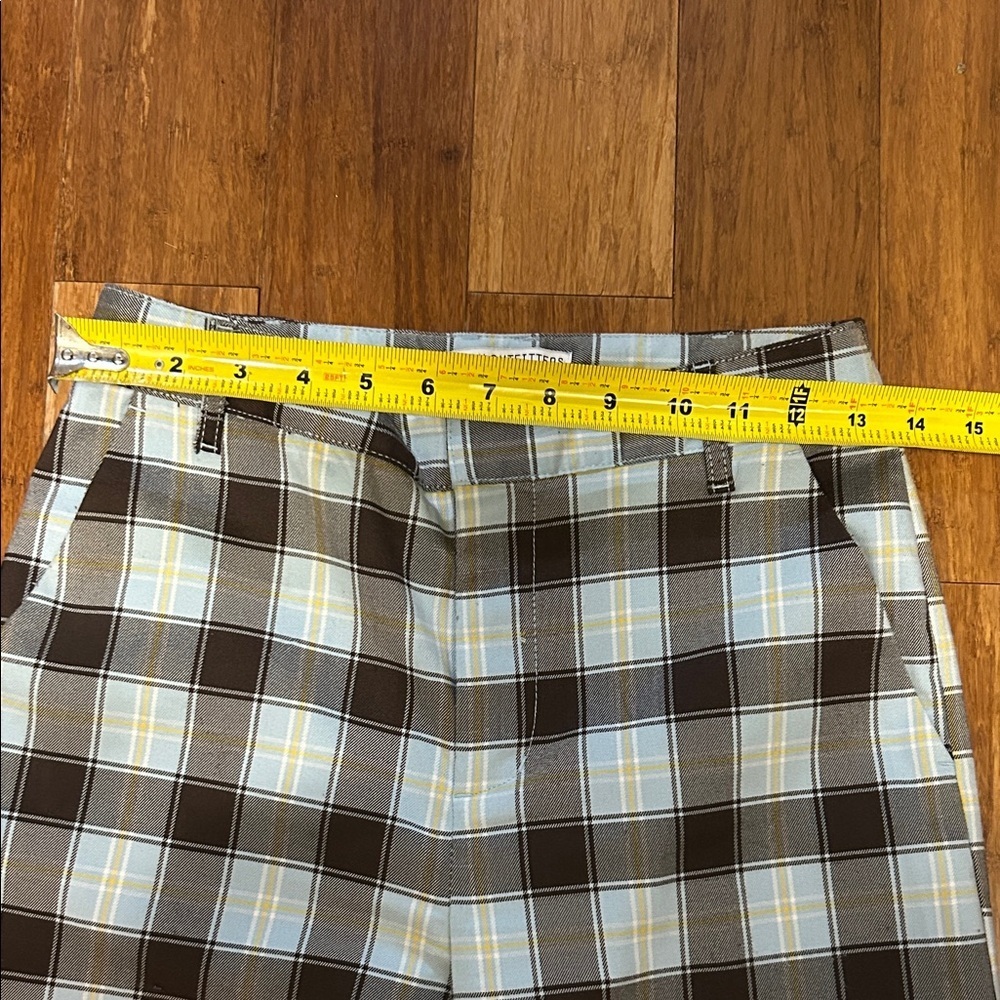 Urban Outfitters Checkered Trousers Size 2 Brown Cream Plaid Straight Leg Pants - Picture 4 of 10